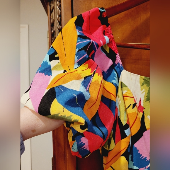 NWT-💚❤️💙Julia Jordan-Multi Colored Puffy Sleeves Can Can Summer Dress Size 12 - Picture 5 of 16